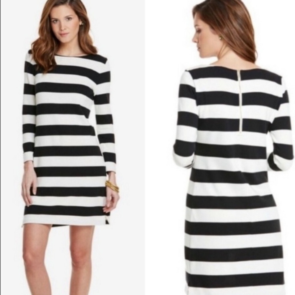 Vineyard Vines black and cream stripe dress size Small EUC